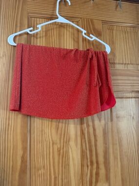 aerie Red Sparkle Mini Skirt